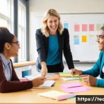 Home 22 교사 협력적 학습 설계 사례 - **Teacher Collaboration for Lesson Planning:**
A diverse group of elementary school teachers, 4-...